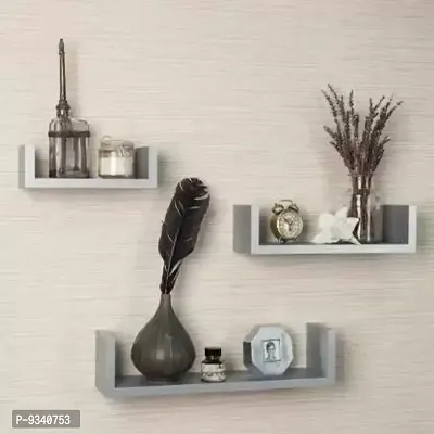 Wooden U Shape Wall Shelf/Rack/Shelves for Living Room/Home/Kitchen/Book for Home Decor Set of 3-thumb0