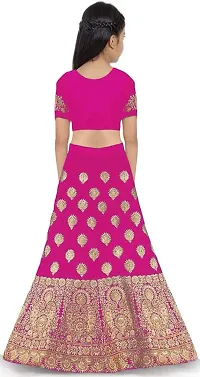 RADHE KRISHNA LACE Girl's Taffeta Satin Semi-Stitched Lehenga Choli-thumb1