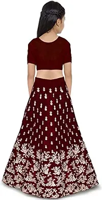 RADHE KRISHNA LACE Girls' Taffeta Satin_semi stiched_Lehenga Choli (3color_Free Size)-thumb1