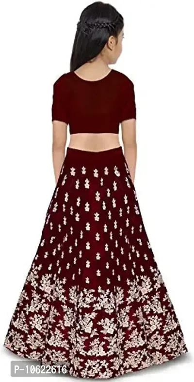 RADHE KRISHNA LACE Girls' Taffeta Satin_semi stiched_Lehenga Choli (3color_Free Size)-thumb2