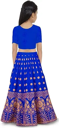 RADHE KRISHNA LACE Girl's Taffeta Silk Semi stitched Lehenga Choli With Unstitched Blouse And Readymade Dupatta(FA_PINK_4-15 Years)? (7-8 Years, Light Blue)-thumb1
