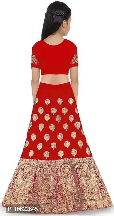 RADHE KRISHNA LACE Girl's Satin Semi-Stitched Lehenga Choli (Lehenga Choli-B-M-P_Red_12 Years-13 Years)-thumb2