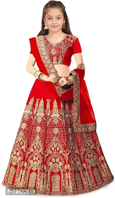 RADHE KRISHNA LACE Girl's New Silk Semi-Stitched Lehenga Choli