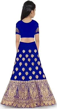 RADHE KRISHNA LACE Girl's Satin Semi-Stitched Lehenga Choli (Lehenga Choli-B-M-P_Light Blue_13 Years-14 Years)-thumb1