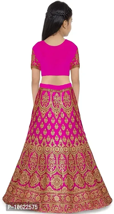 RADHE KRISHNA LACE Girl's Silk Semi-Stitched Lehenga Choli (11-12 Years, Pink)-thumb2