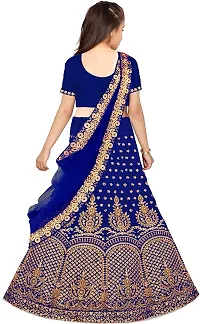 RADHE KRISHNA LACE Girl's New Silk Semi-Stitched Girls Lehenga Choli (6-7 Years, Dark Blue)-thumb1