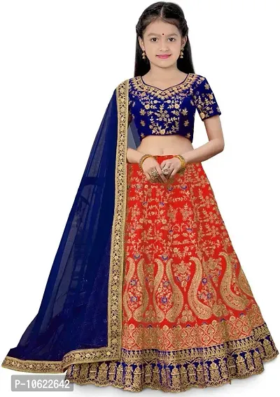 RADHE KRISHNA LACE Girls' silk semi-stitched Lehenga Choli (size: 5-15 Years, SW_TI_SPECIAL)-thumb0