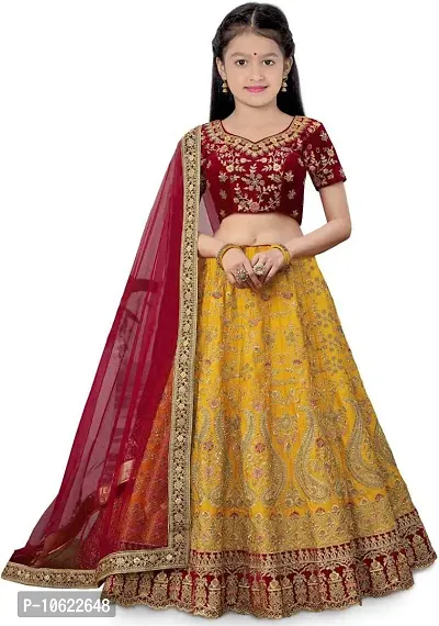 RADHE KRISHNA LACE Girls' silk semi-stitched Lehenga Choli (size: 5-15 Years, SW_TI_SPECIAL)-thumb0