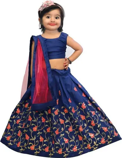 LUTION Fashion Girl's taffeta silk Stitched Girl's Lehenga Choli for 2-5