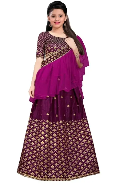 Silk Embroidered Lehenga Choli for Girls