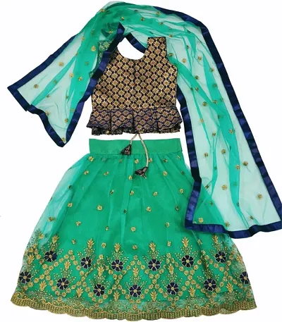 VANSH CREATION Girl's Silk Readymade lehenga choli | lehenga (2-15 yrs) girls lehenga? (4-5 Years, Rama)