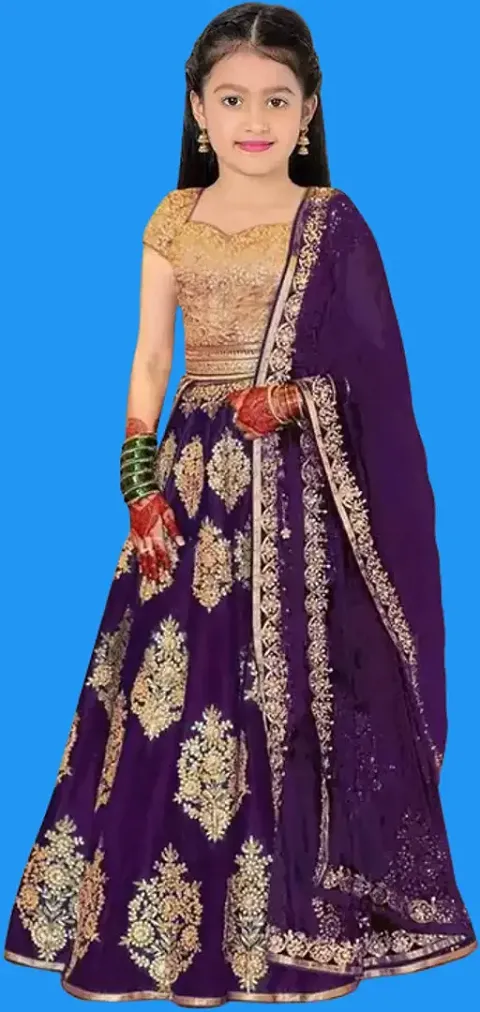 Beautiful Taffeta Silk Embroidered Semi Stitched Lehenga Choli