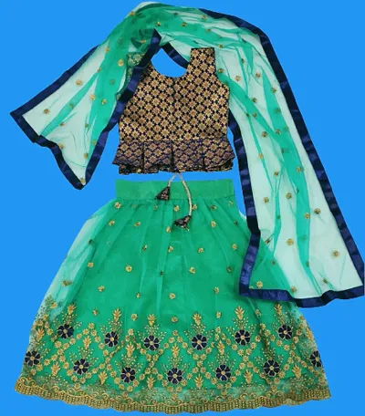 VANSH CREATION Girl's Silk Readymade lehenga choli | lehenga (2-15 yrs) girls lehenga? (4-5 Years, Rama)