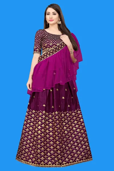 Silk Embroidered Lehenga Choli for Girls