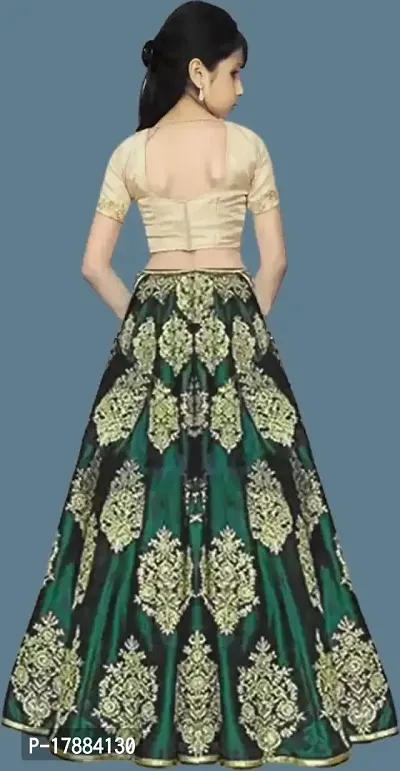 Green Silk Embroidered Lehenga Choli for Girls-thumb2