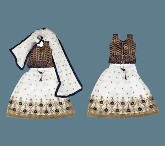 Balika Vadhu Girls Lehenga Choli Ethnic Wear Embroidered Lehenga, Choli and Dupatta Set