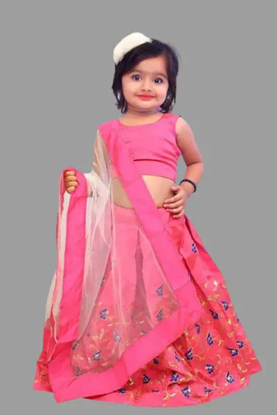 Shoryam Fashion baby Girl's Embroidered Taffeta silk Stitched Beautiful Traditional Designer Wear lehenga choli for Baby Girl 2-4 years Ethnic Wear Chaniya choli for kids girls