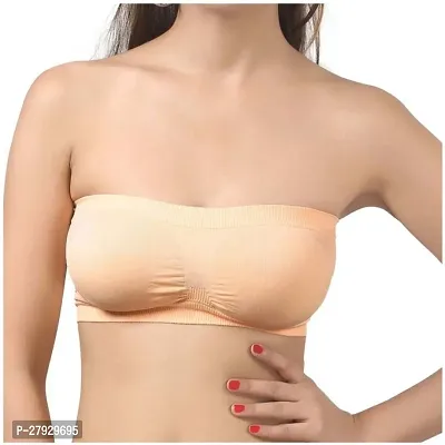 Fancy Beige Cotton Blend Solid Lightly Padded Bras For Women-thumb0