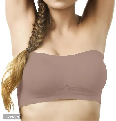 Fancy Brown Cotton Blend Solid Non Padded Bras For Women-thumb0