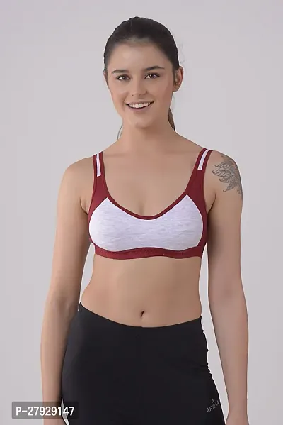 Fancy Maroon Cotton Blend Solid Non Padded Bras For Women