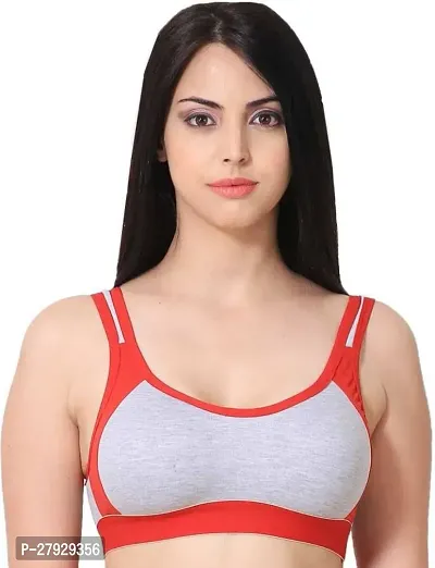 Fancy Red Cotton Blend Solid Non Padded Bras For Women-thumb0