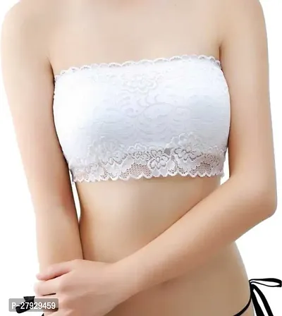 Fancy White Lace Solid Lightly Padded Bras For Women-thumb0