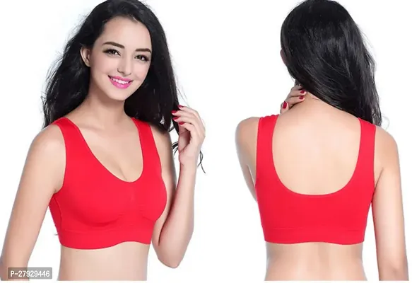 Fancy Red Cotton Blend Solid Non Padded Bras For Women