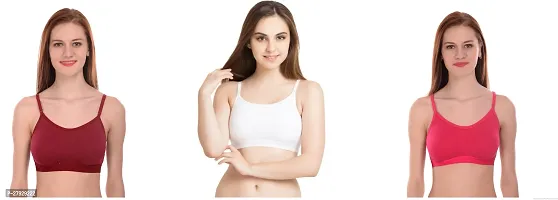 Fancy Multicoloured Cotton Blend Solid Non Padded Bras For Women Pack Of 3