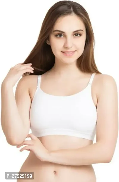 Fancy White Cotton Blend Solid Non Padded Bras For Women-thumb0