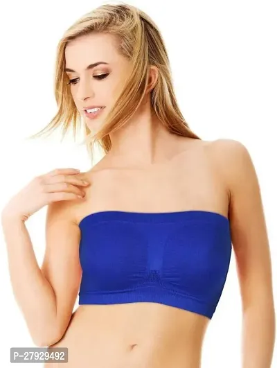 Fancy Blue Cotton Blend Solid Non Padded Bras For Women-thumb0