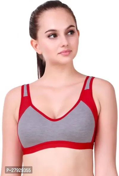 Fancy Red Cotton Blend Solid Non Padded Bras For Women-thumb0