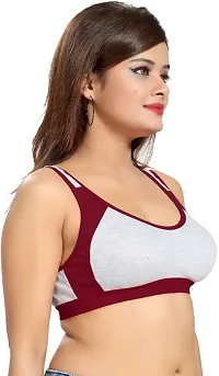 Fancy Maroon Cotton Blend Solid Non Padded Bras For Women-thumb2