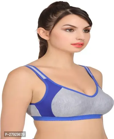 Fancy Blue Cotton Blend Solid Non Padded Bras For Women-thumb3