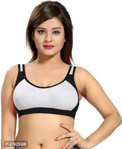 Fancy Black Cotton Blend Solid Non Padded Bras For Women