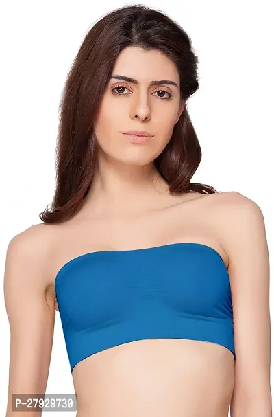 Fancy Blue Cotton Blend Solid Non Padded Bras For Women-thumb0