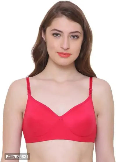 Fancy Pink Cotton Blend Solid Lightly Padded Bras For Women-thumb0