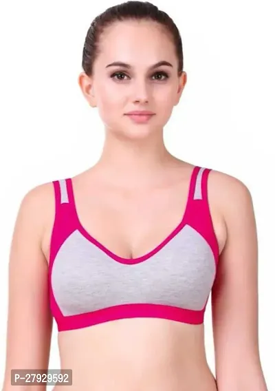 Fancy Pink Cotton Blend Solid Non Padded Bras For Women