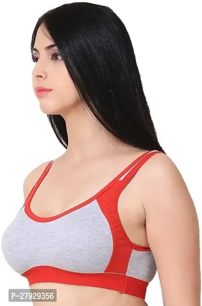 Fancy Red Cotton Blend Solid Non Padded Bras For Women-thumb3