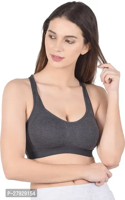 Fancy Black Cotton Blend Solid Non Padded Bras For Women