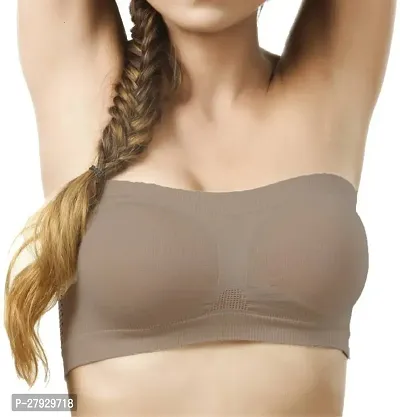 Fancy Beige Cotton Blend Solid Non Padded Bras For Women