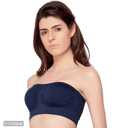 Fancy Navy Blue Cotton Blend Solid Lightly Padded Bras For Women-thumb2