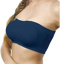 Fancy Blue Cotton Blend Solid Lightly Padded Bras For Women-thumb1