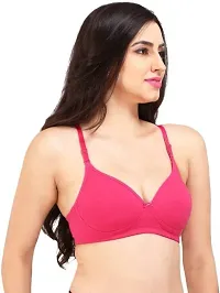 Fancy Pink Cotton Blend Solid Lightly Padded Bras For Women-thumb2