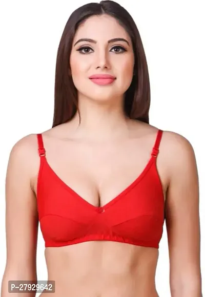 Fancy Red Cotton Blend Solid Non Padded Bras For Women-thumb0