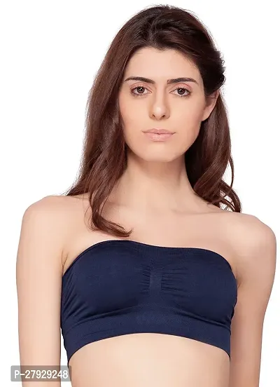 Fancy Navy Blue Cotton Blend Solid Lightly Padded Bras For Women-thumb0