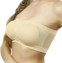 Fancy Beige Cotton Blend Solid Non Padded Bras For Women-thumb1