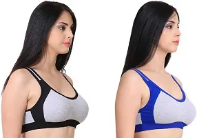 Fancy Multicoloured Cotton Blend Solid Non Padded Bras For Women Pack Of 2-thumb2