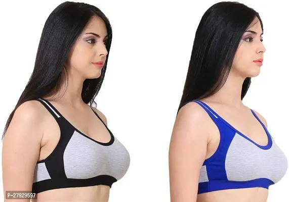 Fancy Multicoloured Cotton Blend Solid Non Padded Bras For Women Pack Of 2-thumb3