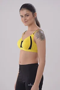 Fancy Yellow Cotton Blend Solid Non Padded Bras For Women-thumb2