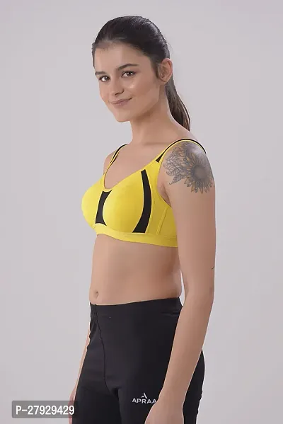 Fancy Yellow Cotton Blend Solid Non Padded Bras For Women-thumb3